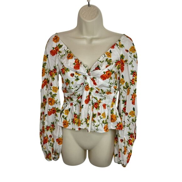 Caroline Constas White Multicolor Floral Onira Top - Size XS - Picture 2 of 7